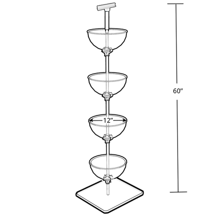 Azar Displays Four-Tiered 12" Bowl Floor Display 751204